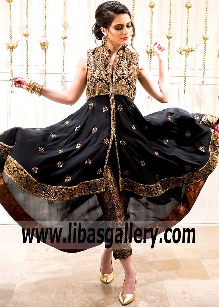 Beautifully Voluminous Black Anarkali for A Gracious and Self Confident Look