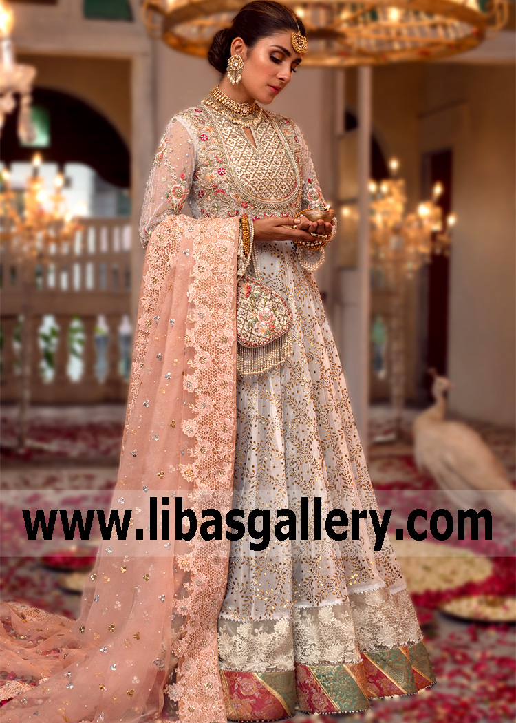 Pakistani Bridal Wear Anarkali Walima Reception Dresses Yonkers New York USA Latest Bridal Anarkali Dresses