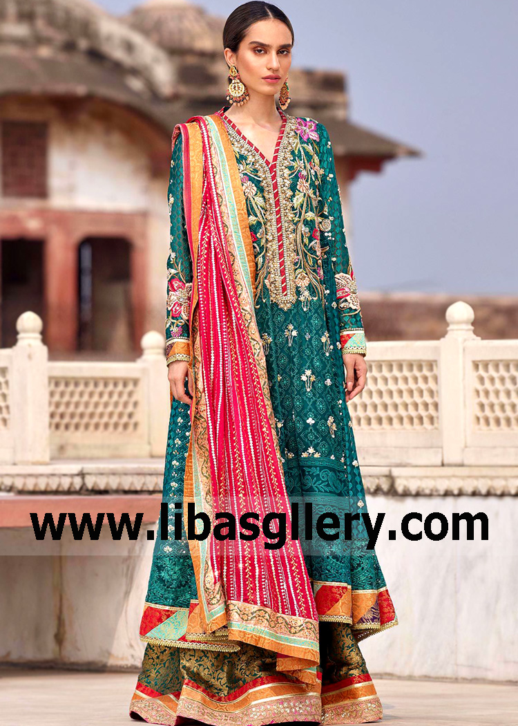 Elegant A-line Anarkali Shirt Sharara Dress Bellerose New York USA Buy Pakistani Sharara Dresses