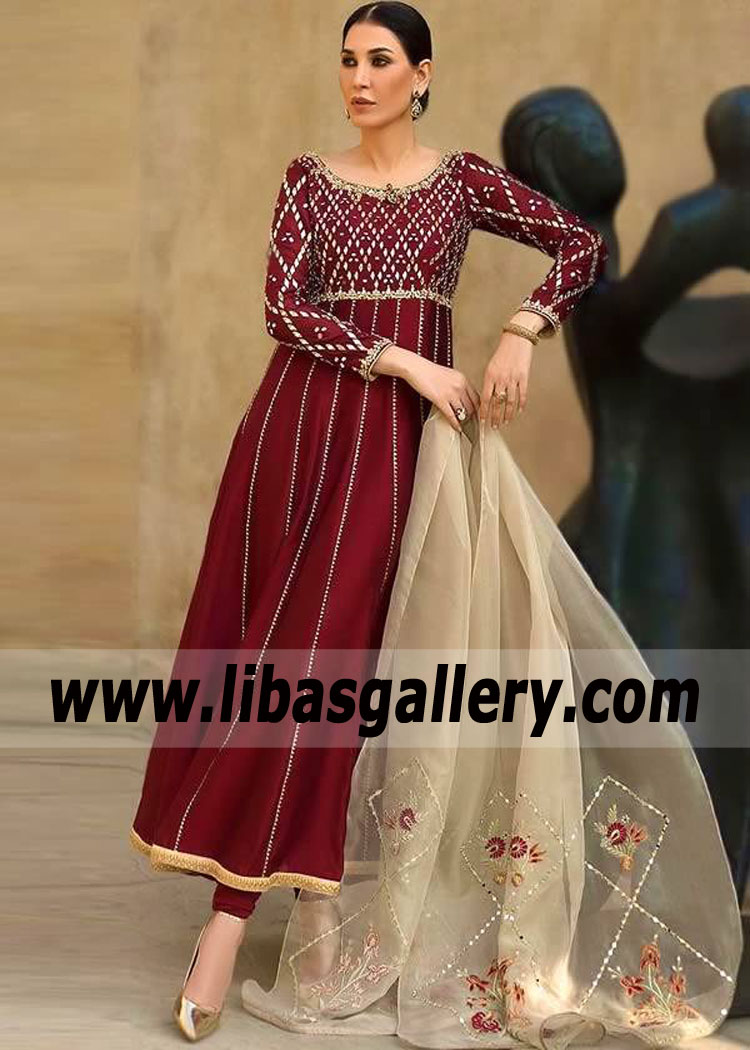Bulgarian Rose Arpeggio Kalidar Anarkali Dress