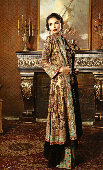flared pakistani gown,flared designer over coat,embelished overcoat jacket pakistan
