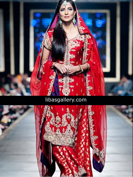Red Muslim Bridal Lehenga Lehnga,Style 360 Fashion Shows,Paris Fashion Show,Pakistani Dresses Fashion Shows
