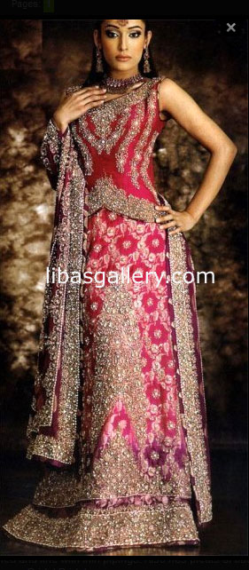 dark pink bridal dress,bollywood pink dress,manish malhotra bridal collection Bridal Wear