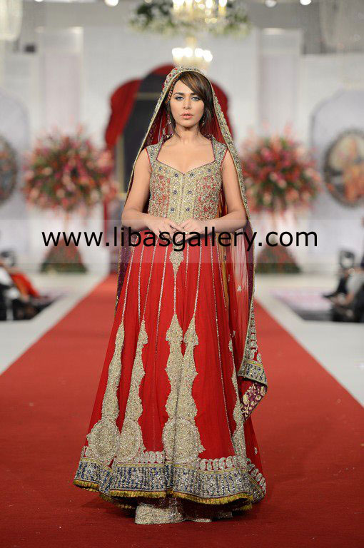 Brick Red Crown Bridal Dress