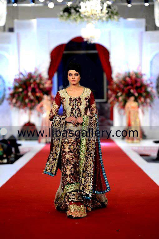 Designer Tabassum Mughal Wedding Sharara Lehenga Collection, Tabassum Mughal Pantene Bridal Couture Week 2013 Wedding Sharara Lehenga Shop Online, UK, USA, Canada 