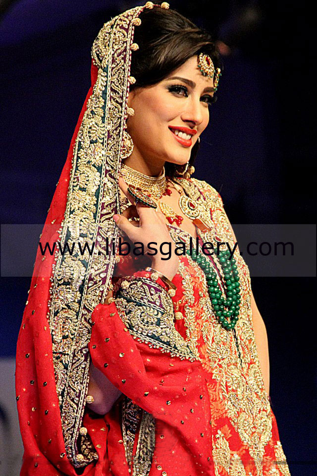 Red Viktoria Asian Wedding wear Lehenga