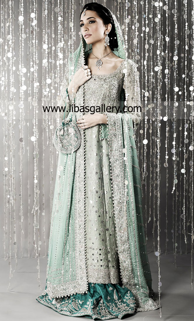 Light Seagreen Swazist Designer Bridal Collection 