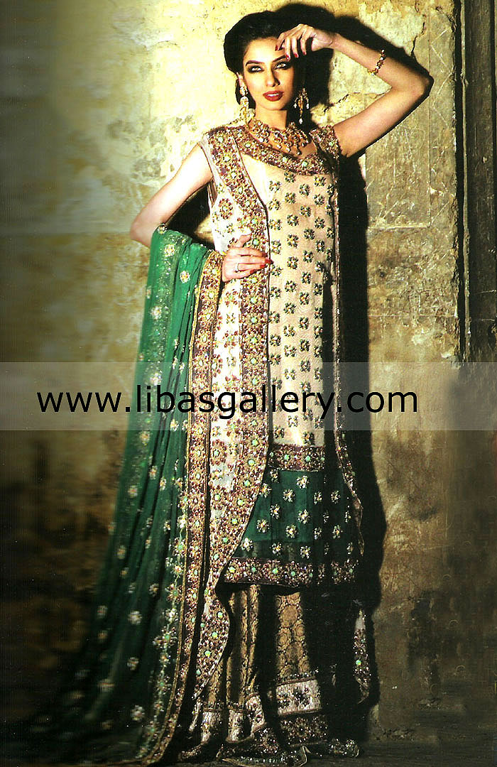 Fashion Shows 2014, Bridal Lehenga 2014 Collection, Latest Navy Bridal Lehengas 2014 Collection by Fahad Hussayn Couture in New York, New Jersey, California, Texas, Florida, USA 