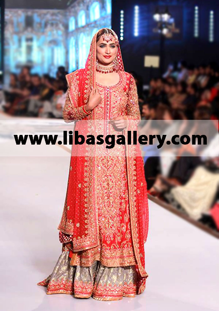 Latest Bridal Wear Collection by Pakistani fashion designer Nomi Ansari,Latest Bridal Designs Like Bridal Lehenga Designer Sharara Party Wear Clothes Gharara in Australia Tel.+61 (08) 6102 5710