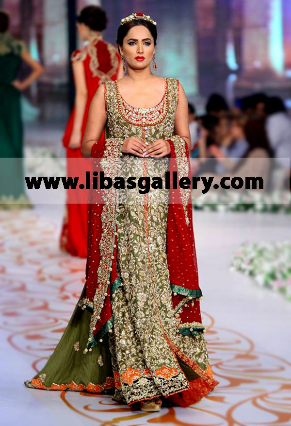 Traditional unique and beautiful Bridal dress designs for brides. recently Tabasum Mughal showed her latest Royale collection at bridal couture week Buy Online in New York, New Jersey and California,USA