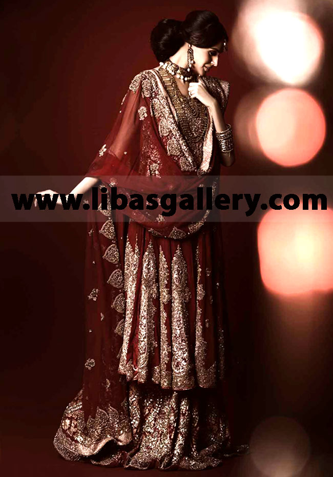 Designer HSY Bridal Anarkali Styles Suit with Lehenga at PBCW 2014 Anarkali Suit Modeled by Mehreen Syed at Pantene Bridal Couture Week 2014 Karachi