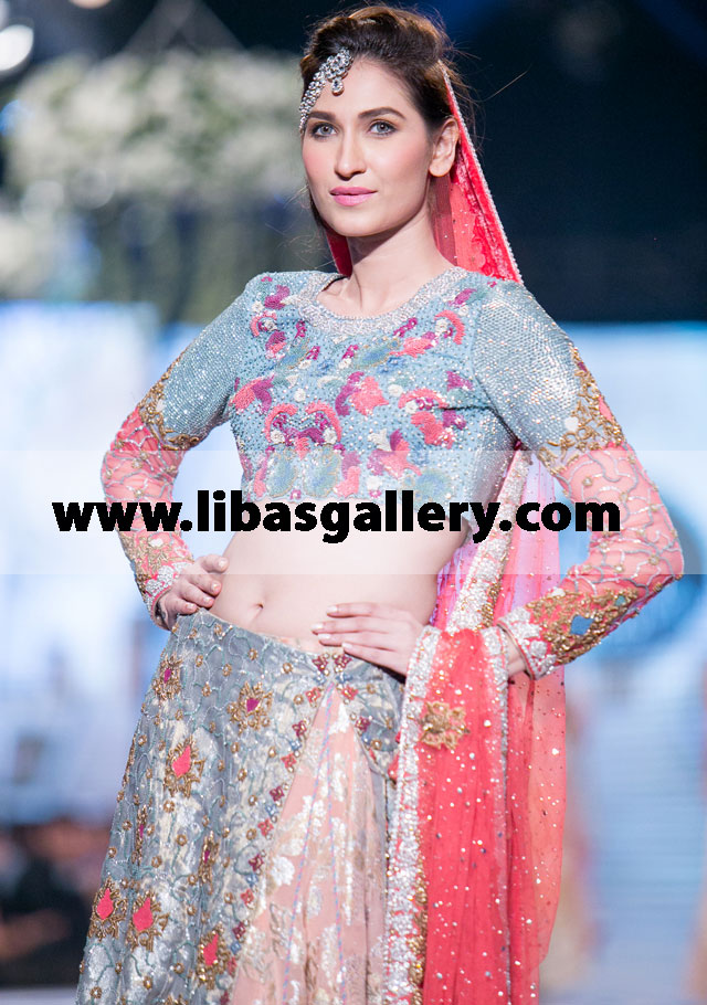 Designer Bridal Suit with Embellished Sharara 9