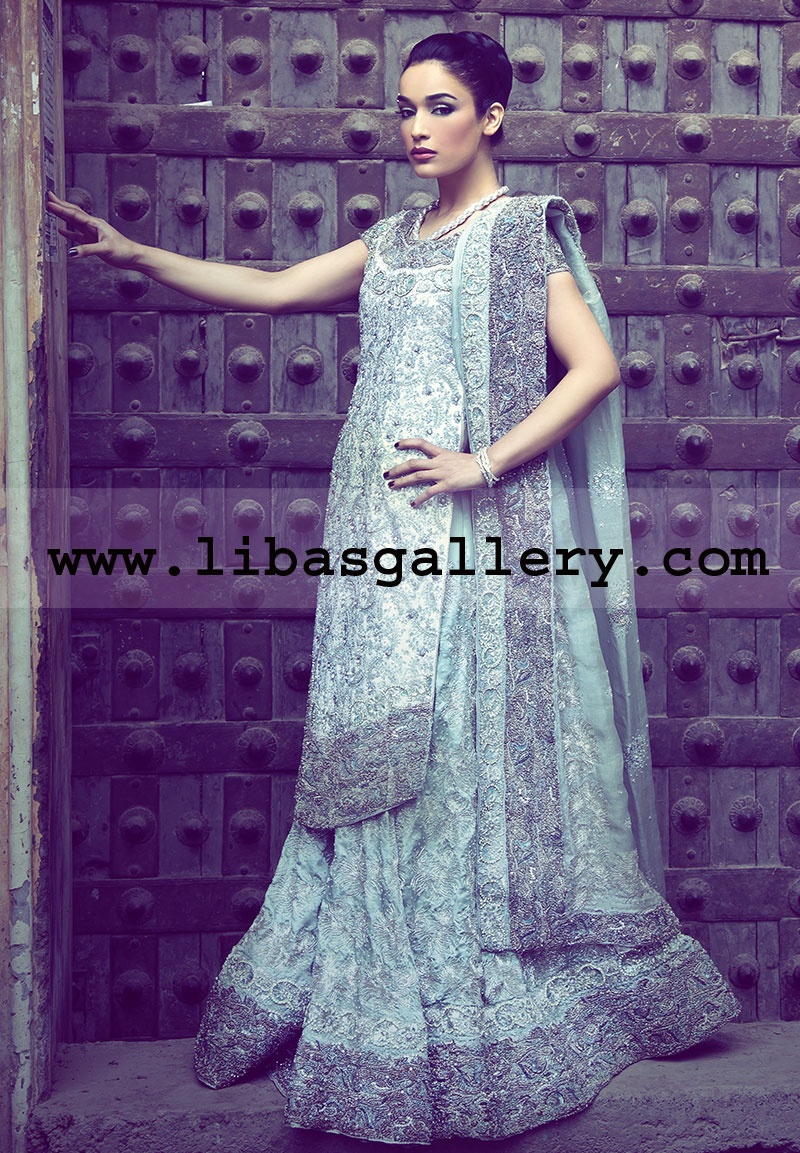 Blue Lehenga Pakistani Wedding Lehenga, Designer Bridal Dress UK, USA, Canada, Australia and Saudi Arabia