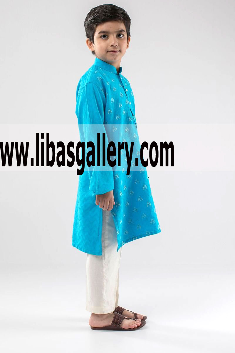 Embroidered Turquoise kurta for boys Teen