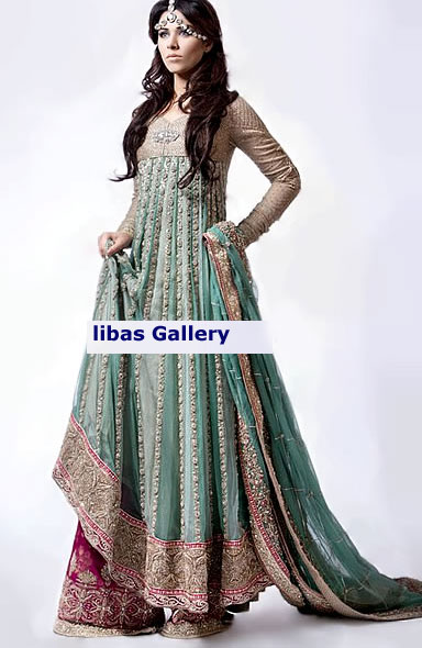 Pine Green Lincoln Anarkali