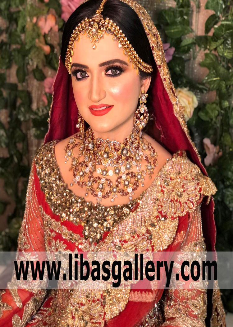 Glittering gold plated nikah walima Bridal Jewellery Design