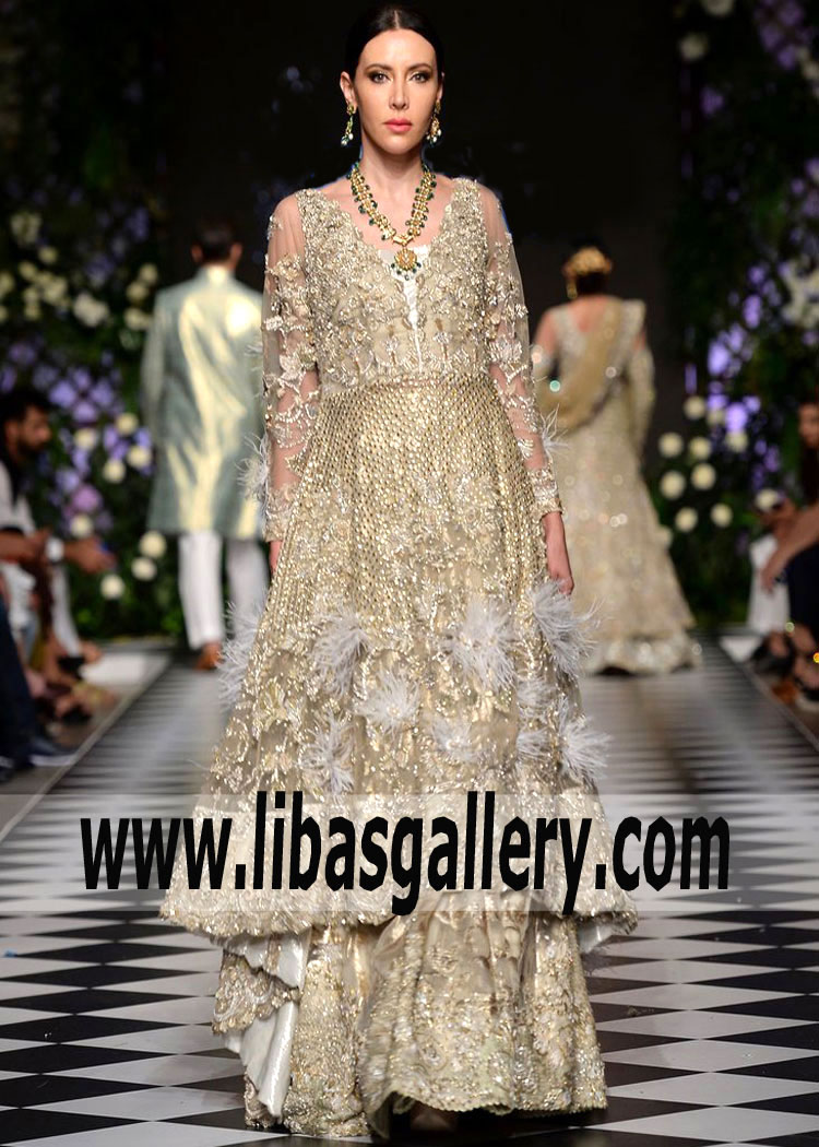 Royal Khaki Crocus Anarkali Lehenga