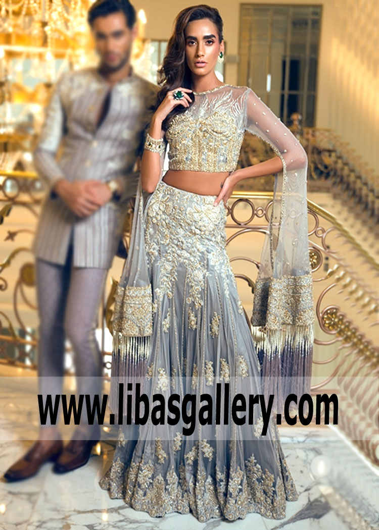 Voluminous Embellished Lehenga Design for Sister Wedding Faraz Manan Lehenga Dress for Wedding Guest