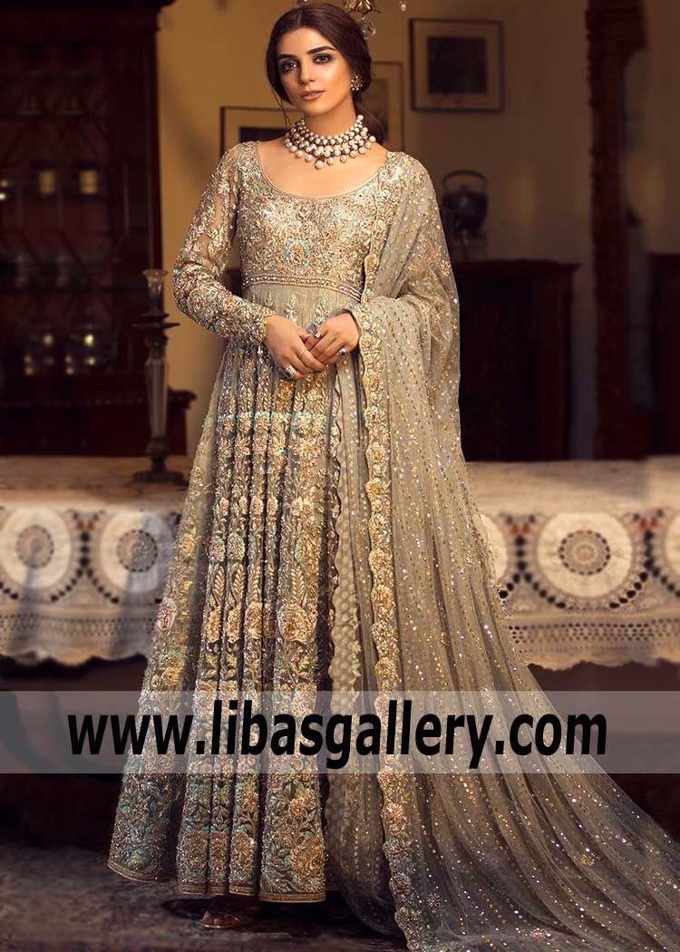 Precious Shadow Anarkali Bridal Dress for Wedding and Special Occasions