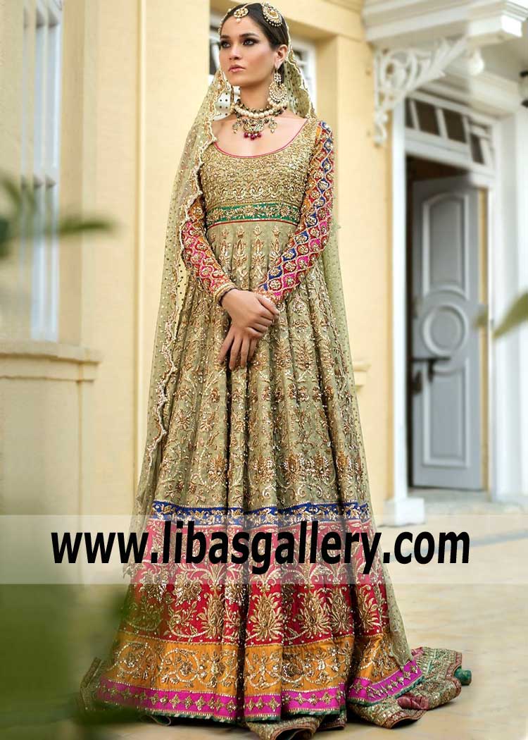 Miraculous Pistachio Anarkali Peshwas Dress Wedding for Special Occasions