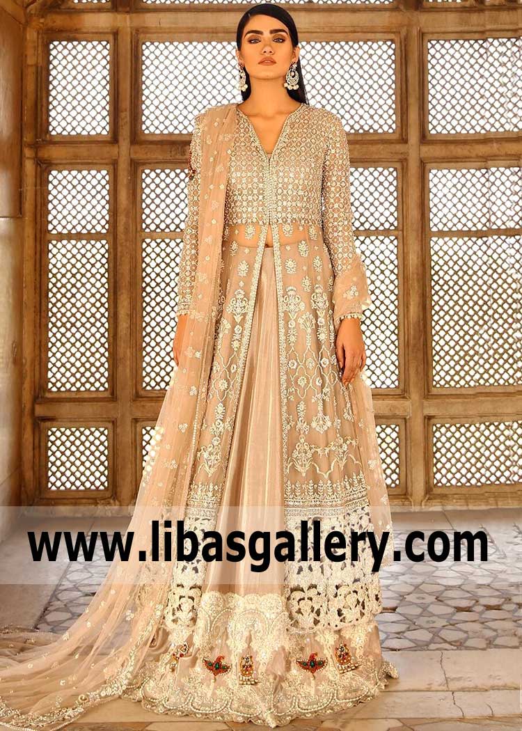 Vigorous Almond Anarkali Bridal Dress for Stylish Brides