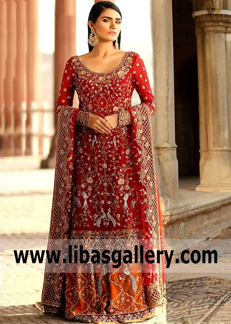Striking Deep Red Bridal Dress for Wedding and Special Occasions