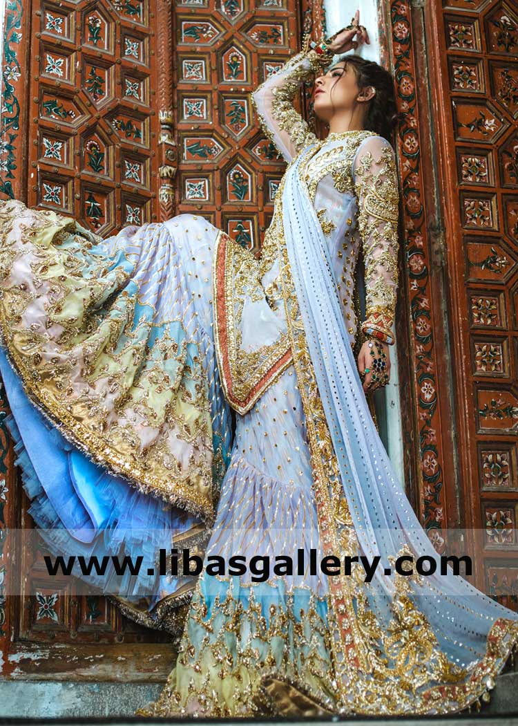 The Loveliest Multi Tone Gharara for The Perfect Wedding Occasion