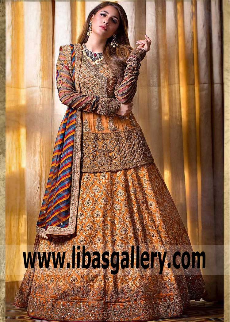 Angrakha Style Engagement Dress with with Lehenga | Indian fashion dresses,  Bridal dress design, Designer party wear dresses