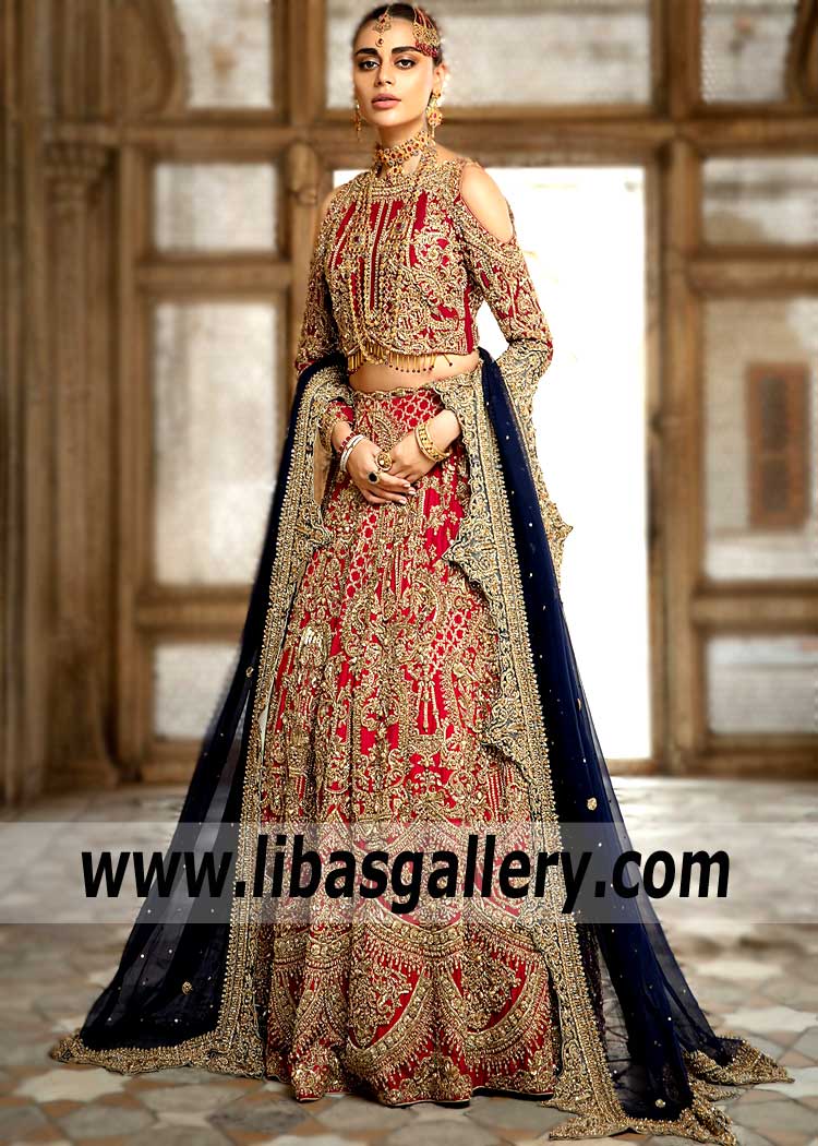 Unique Embellished Carmine Lehenga Skirt