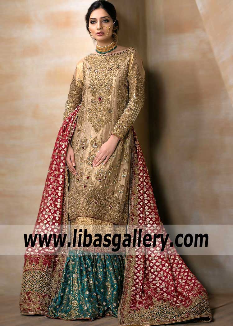 Enchanting Gharara Bridal Dress with Heavy Dupatta for Wedding and Special Events