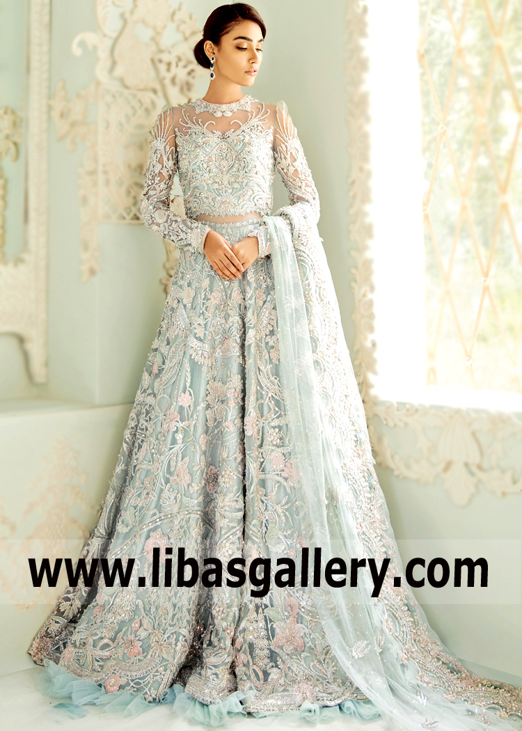 Pale Sky Boronia Heavily Embellished Lehenga