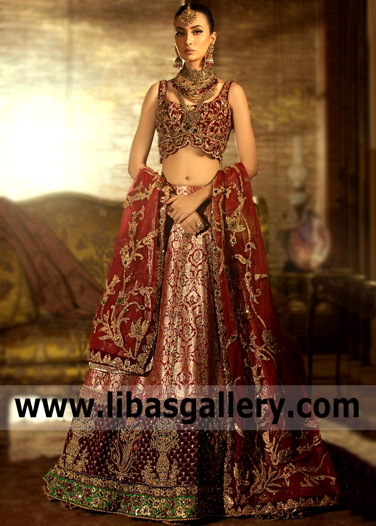 Latest Bridal Lehenga Houston Texas TX USA Indian Pakistani Designer Nilofer shahid Lehenga Boutique