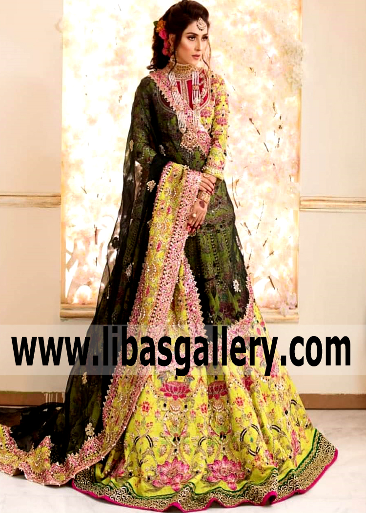 Titanium yellow Liatris Lehenga