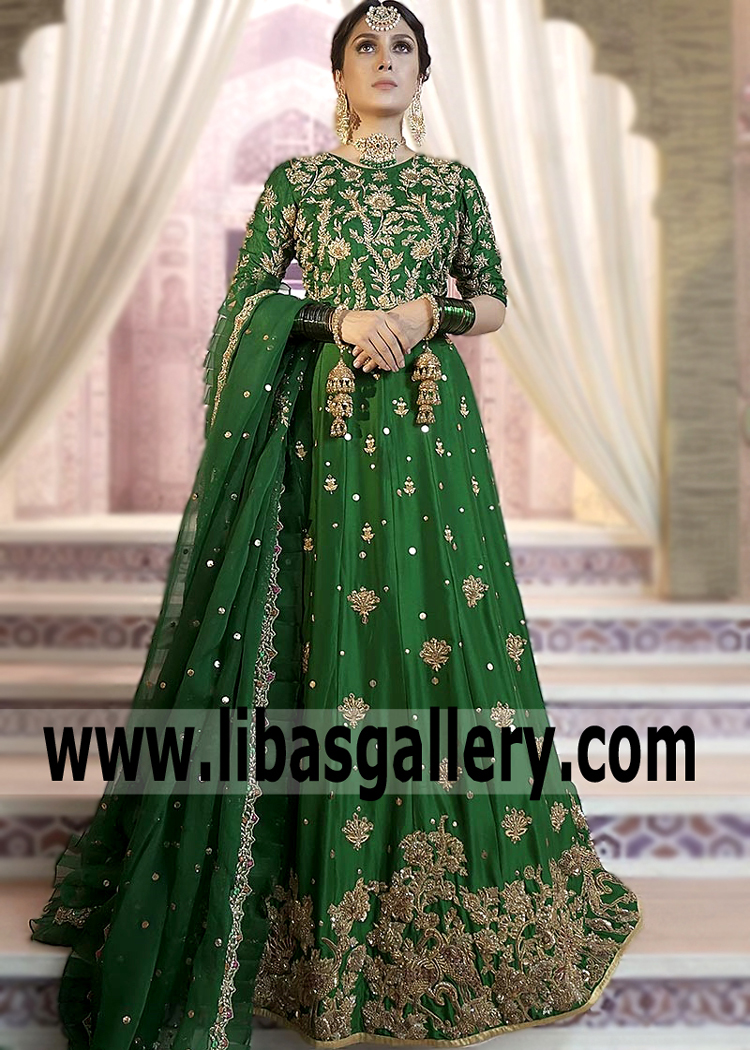 Emerald Green Carnot Lehenga