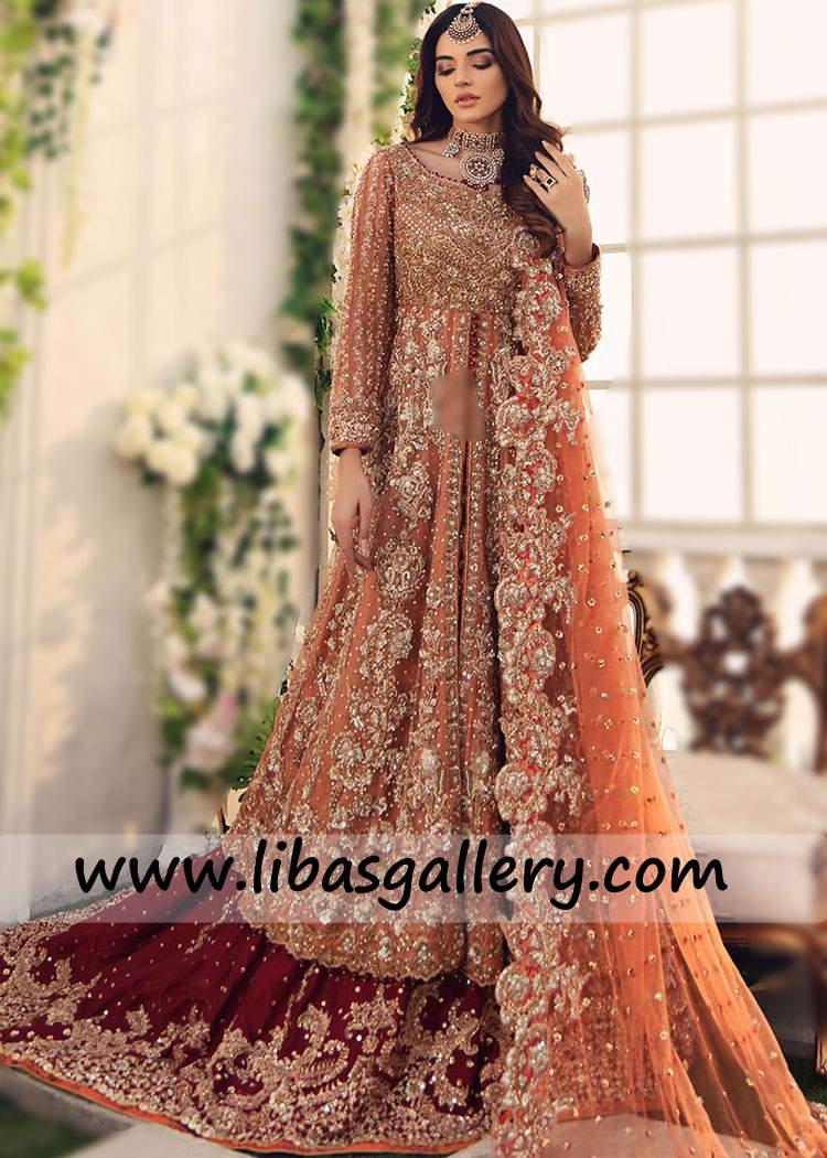 Contemporary embellished wedding gown and Raw silk Lehenga Naira