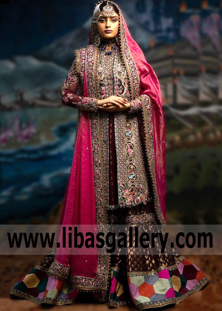 Fahad Hussayn Bridal Dresses Salisbury London UK Agnikot Collection Gehna Designer Bridal Gharara