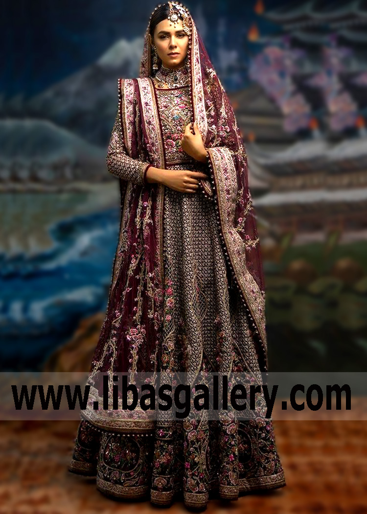 Latest Pakistani Bridal Anarkali Richardson Texas TX USA Fahad Hussayn Agnikot Collection