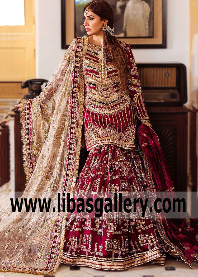 Mohsin Naveed Ranjha Bridal Gharara USA UK Canada With Price and Made-to-Measure Service