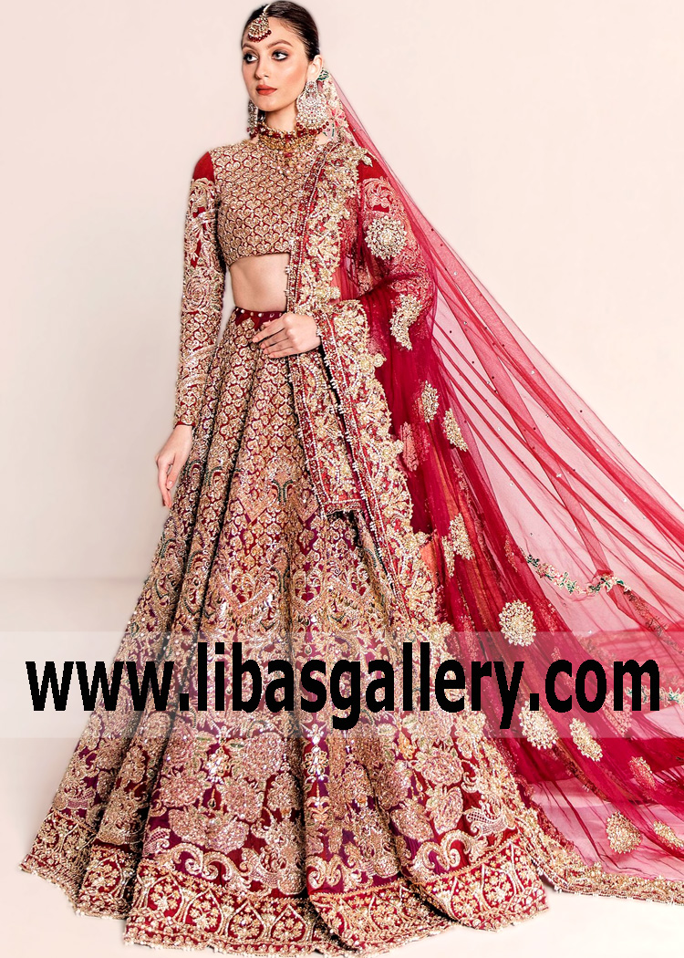 Crimson Glory Gypsophila Lehenga