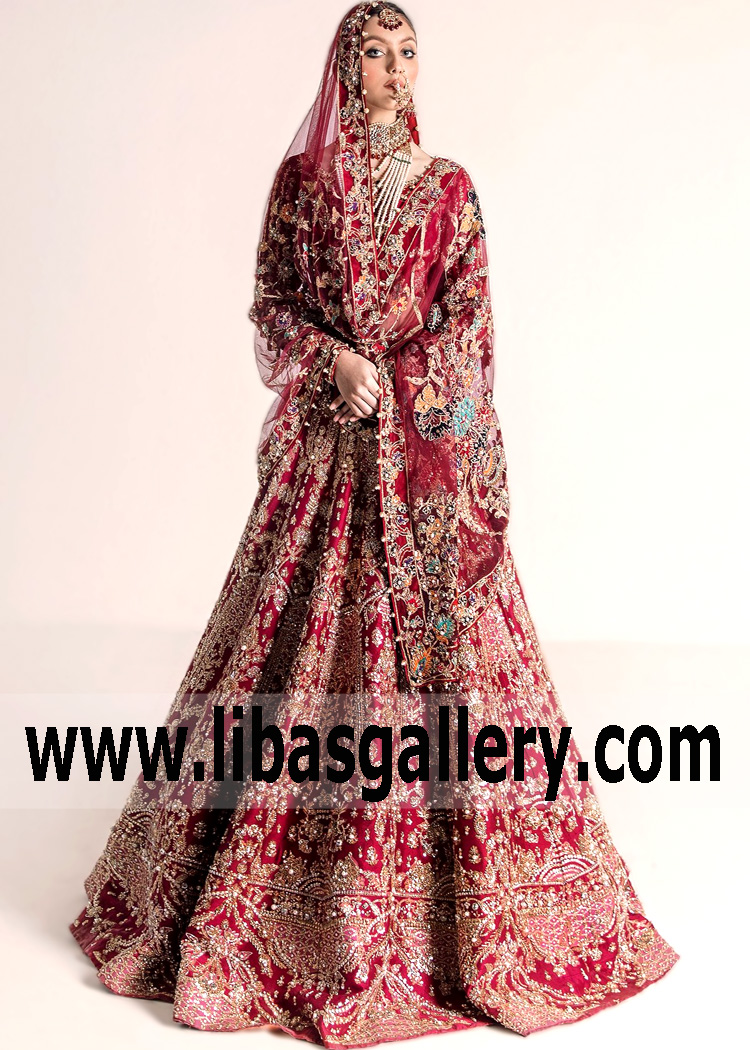 Online Bridal Lehenga Ali Xeeshan Dresses San Mateo California CA USA Wedding lehenga Dress with Embellishments