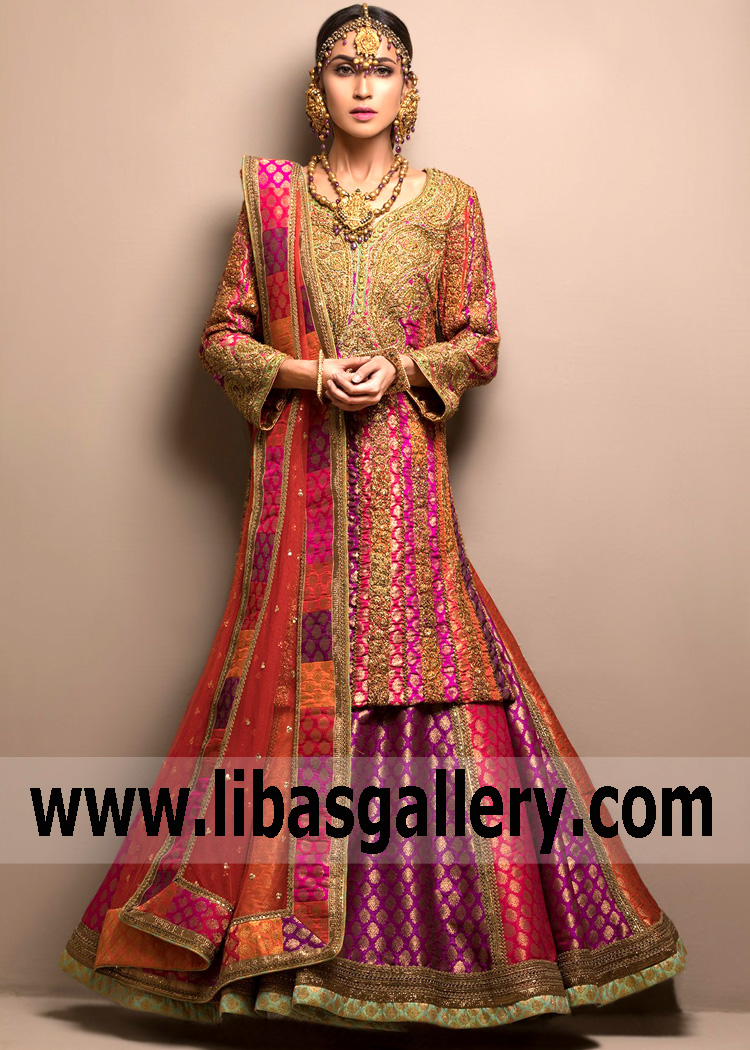 Multicolour Gerbera Lehenga