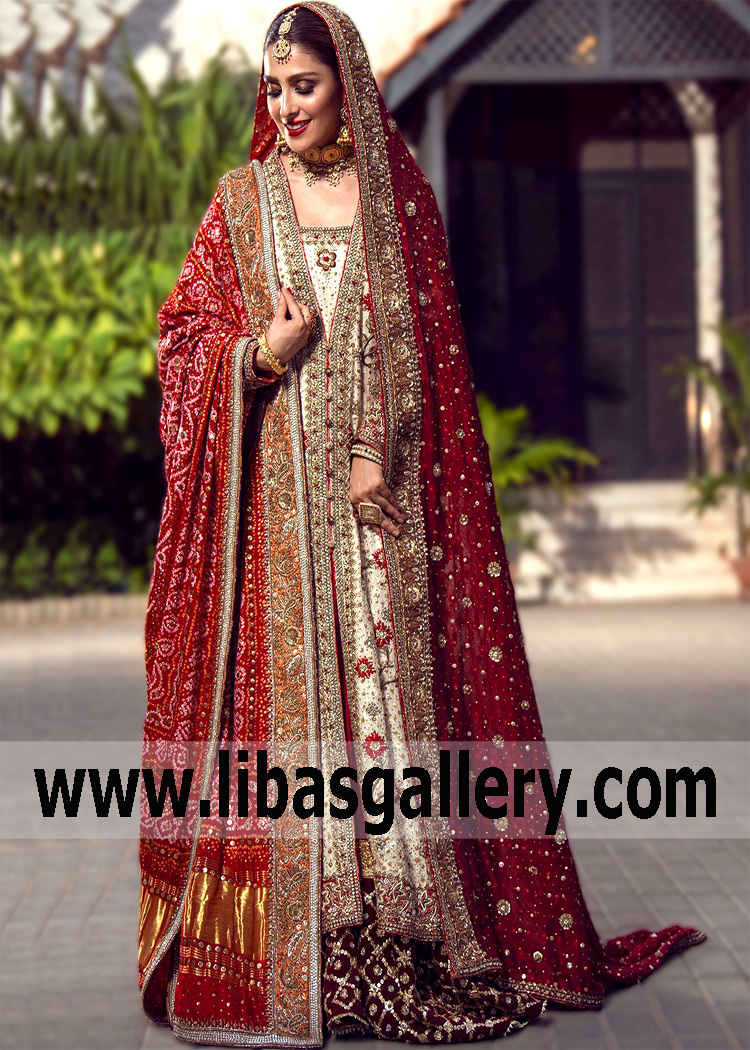 Ivory Red Kalmia Gharara