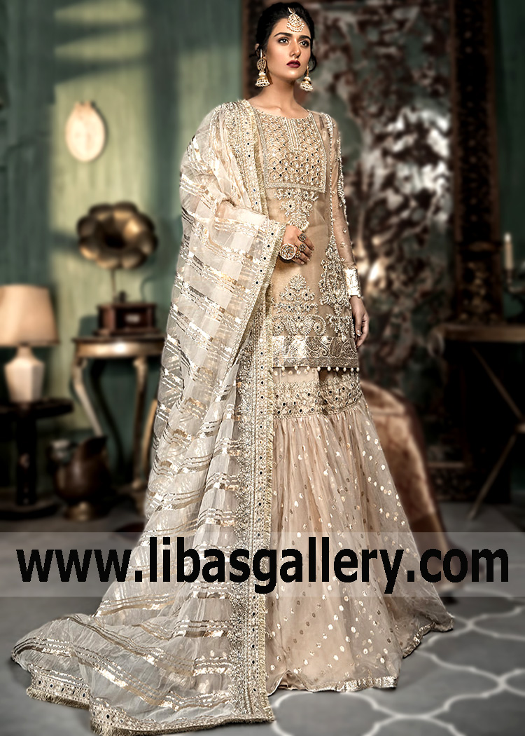 Pakistani Bridal Wear Yonkers New York USA Latest Bridal Gharara Dresses