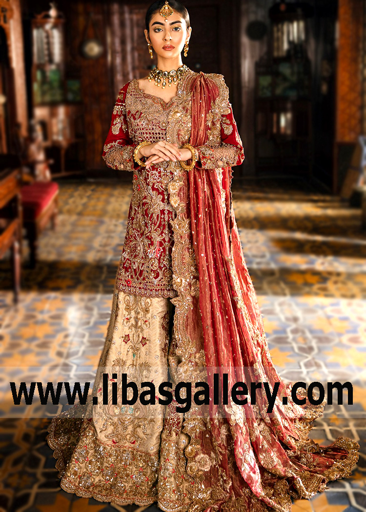 Exquisite Pakistani Bridal Dresses Alexandria Virginia VA US Couture Bridal Sharara for Barat