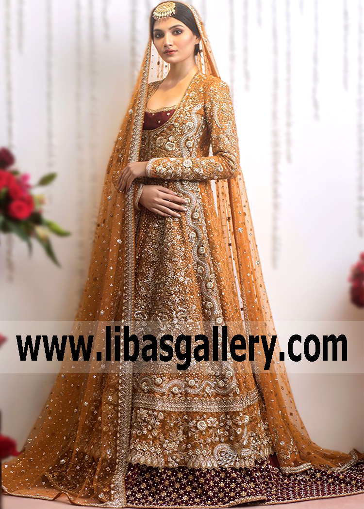Bronze Bulgarian Rose Bridal Anarkali for Attractive Brides