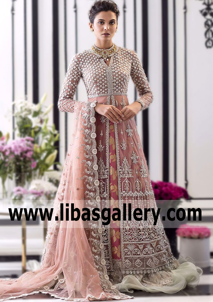 Rose pink Arlene Anarkali Dress for Modern Brides