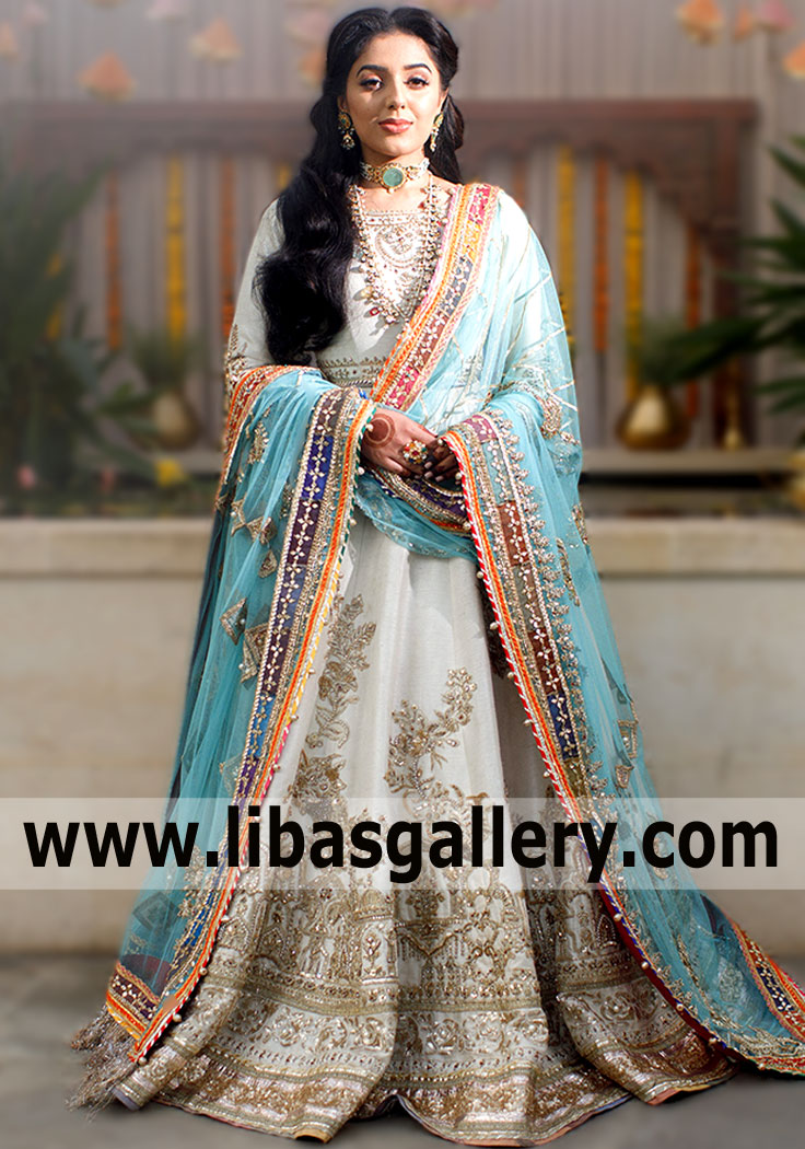 Pakistani Wedding Anarkali Washington DC USA Off White Wedding Anarkali for Reception