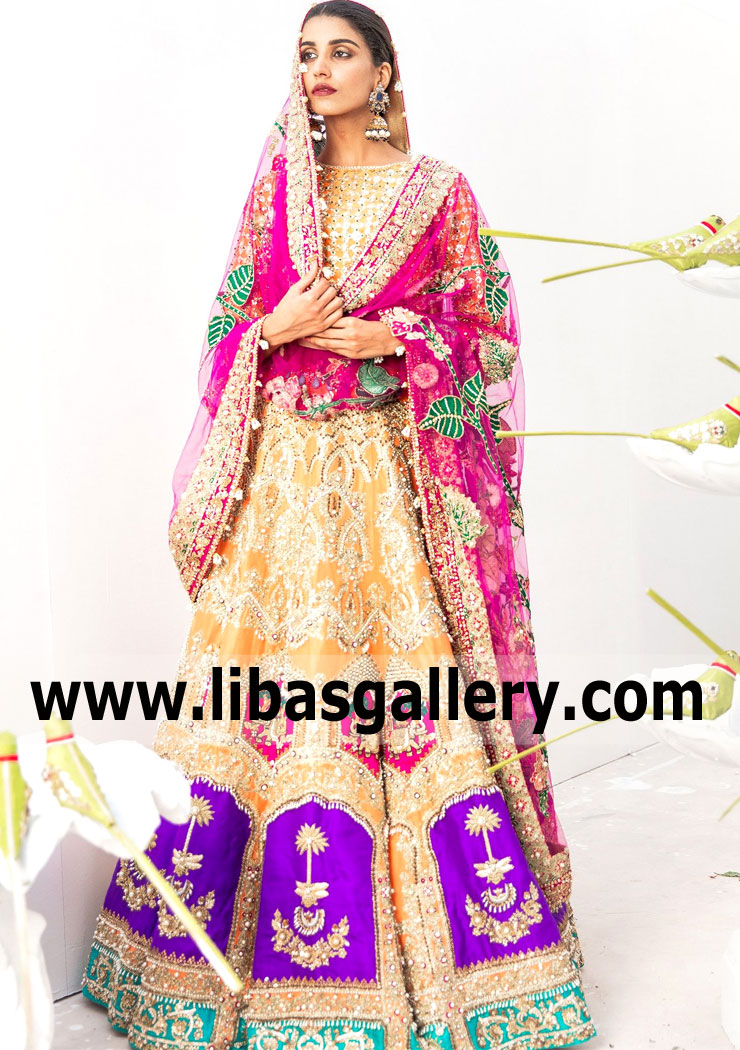 Orange Fandango Zantedeschia Lehenga Choli