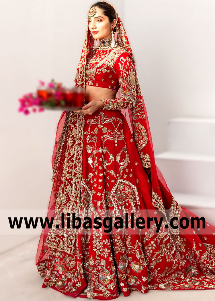 Ali Xeeshan Red Bridal Lehenga Collection Cheltenham UK Red Bridal Lehenga Pakistani Designer Lehenga