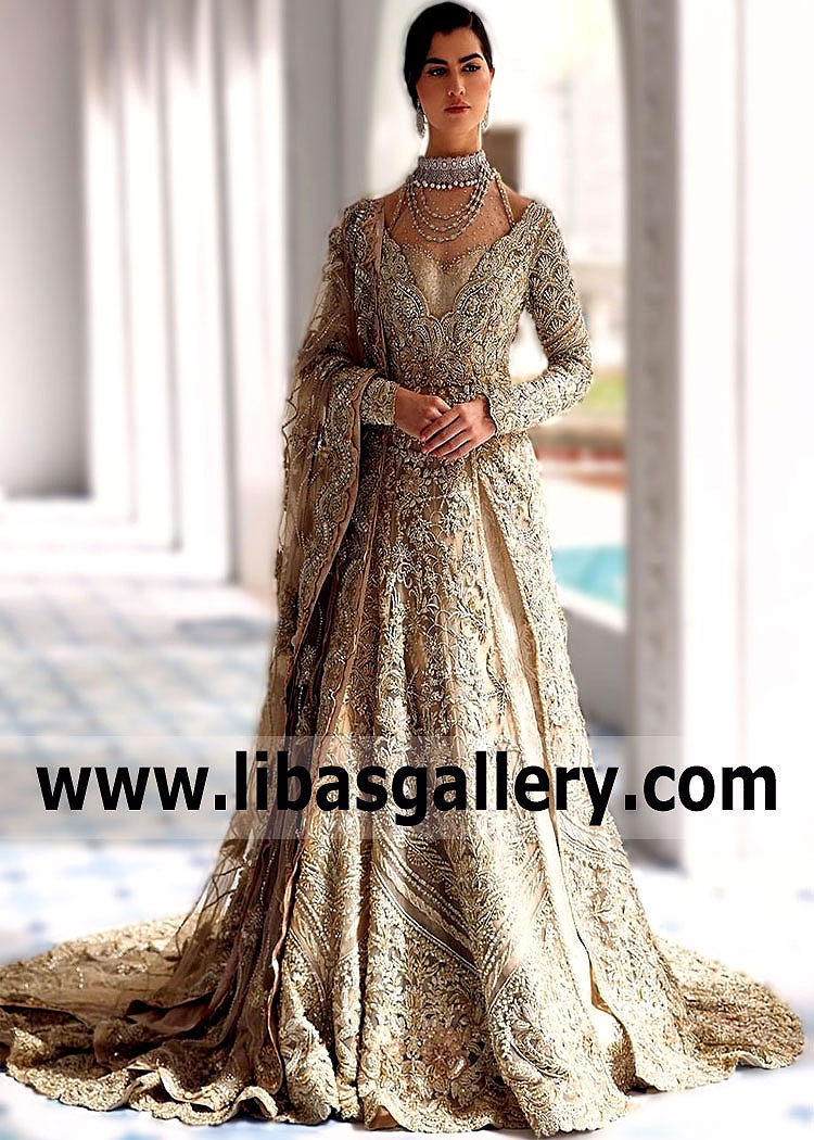 Tan Champagne Rian Wedding Gown